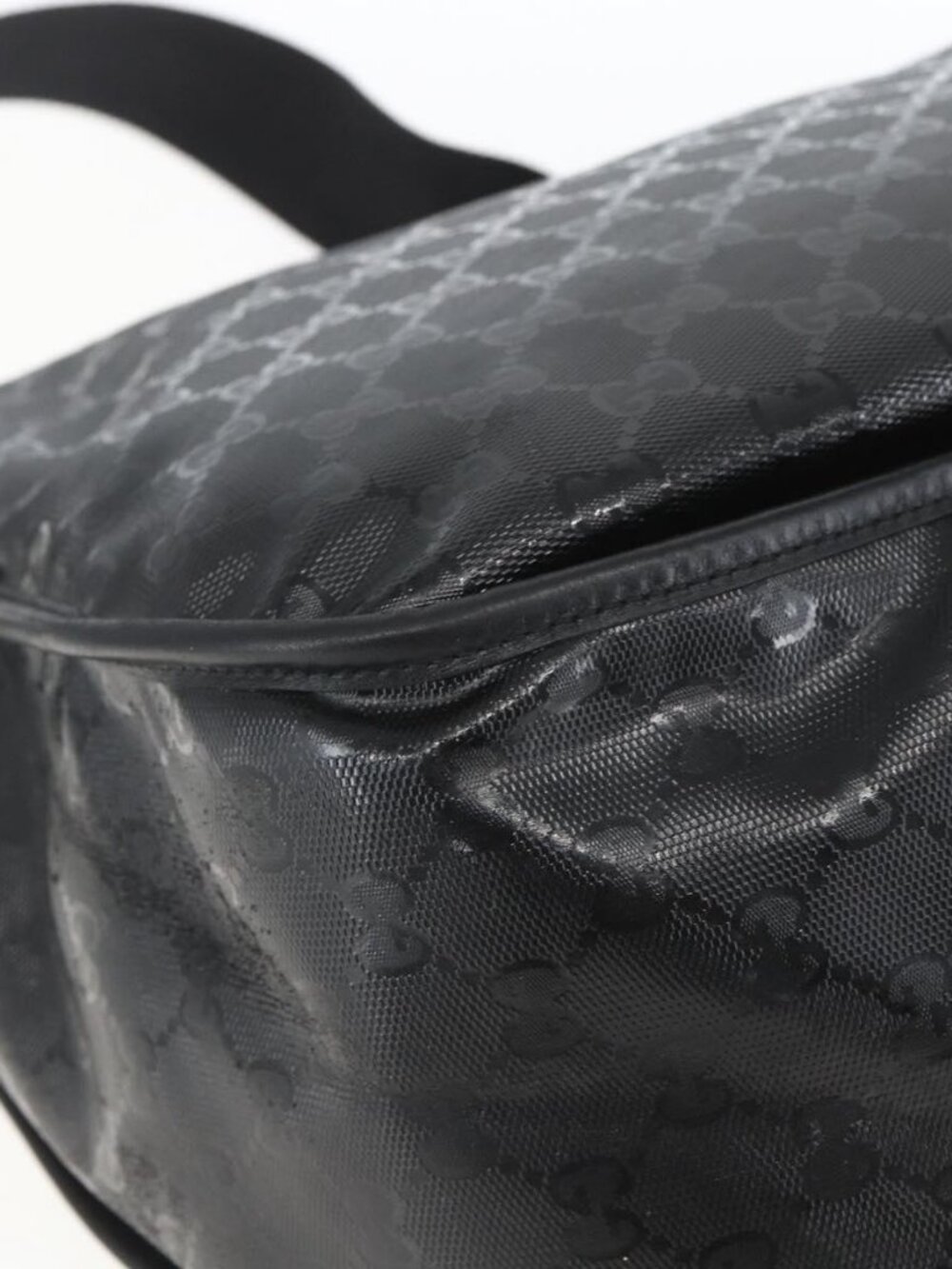 Authentic GUCCI GG implementation Bag Coated Canvas Black Silver 201725 - Picture 8 of 16